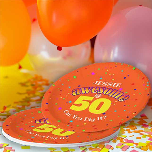 Assiettes En Carton BEAU 50E ANNIVERSAIRE D'Orange (Créateur téléchargé)