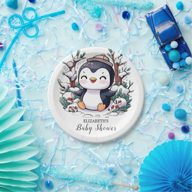Assiettes En Carton Beau Baby shower de Pingouin (Fête)