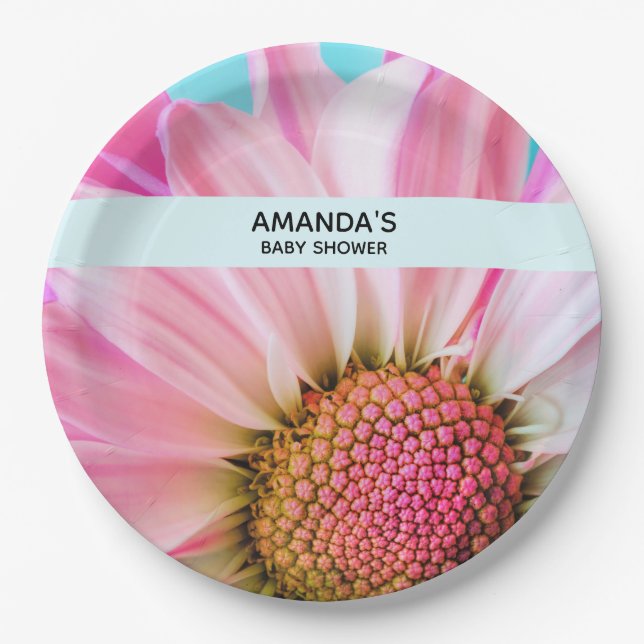 Assiettes En Carton Beau Baby shower photo Rose Flower Up (Devant)