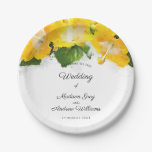 Assiettes En Carton Beau Hibiscus Jaune Mariage d'art