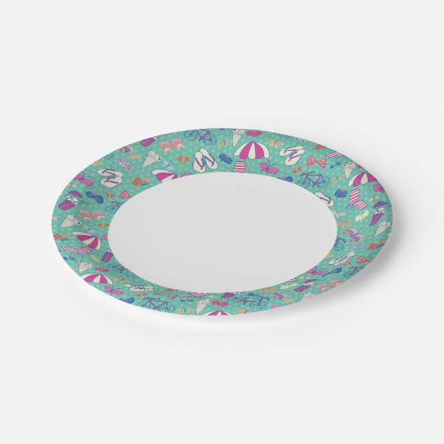 Assiettes En Carton Beau Motif aux éléments d'été (Angle)
