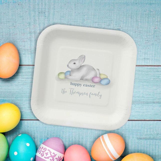 Assiettes En Carton Beau Pastel Joyeux Bunny de Pâques Simple Classiqu (Créateur téléchargé)