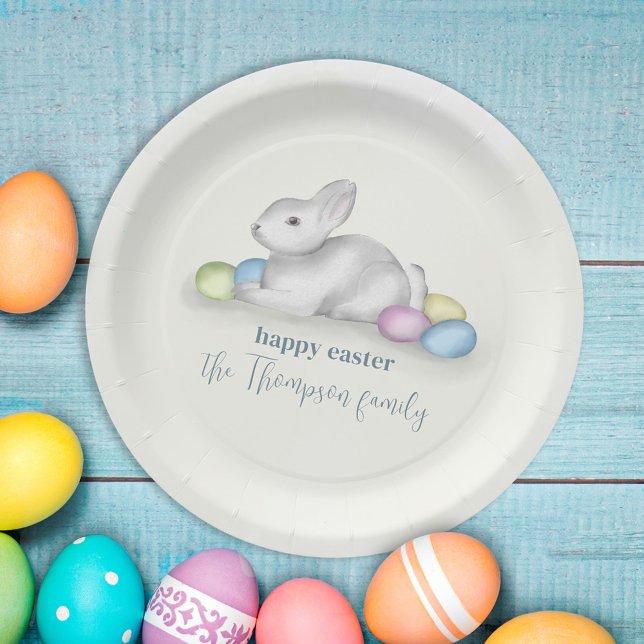 Assiettes En Carton Beau Pastel Joyeux Bunny de Pâques Simple Classiqu (Créateur téléchargé)