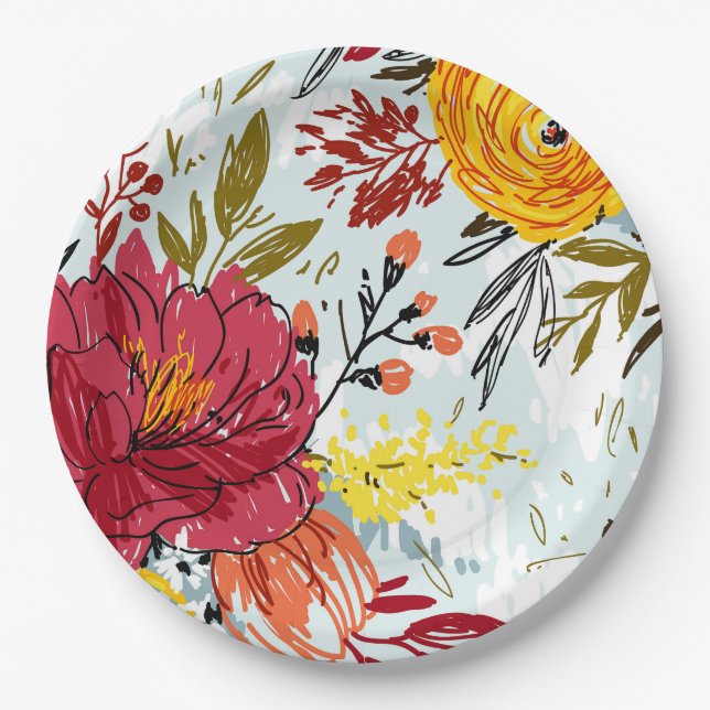 Assiettes En Carton Beau Rose (Devant)