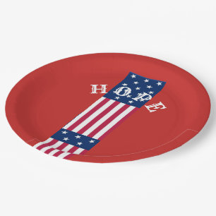 Assiettes En Carton Beau Rouge Bleu Blanc Star Hope USA