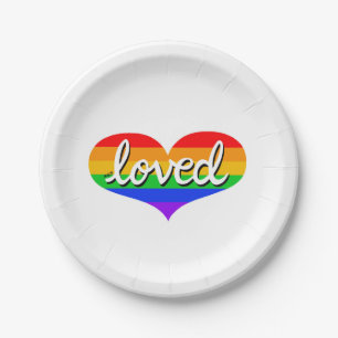 Assiettes En Carton BEAUCOUP AIMÉ -Adored - Rainbow amour coeur-