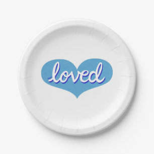 Assiettes En Carton BEAUCOUP AIMÉ -Coeur d'amour bleu