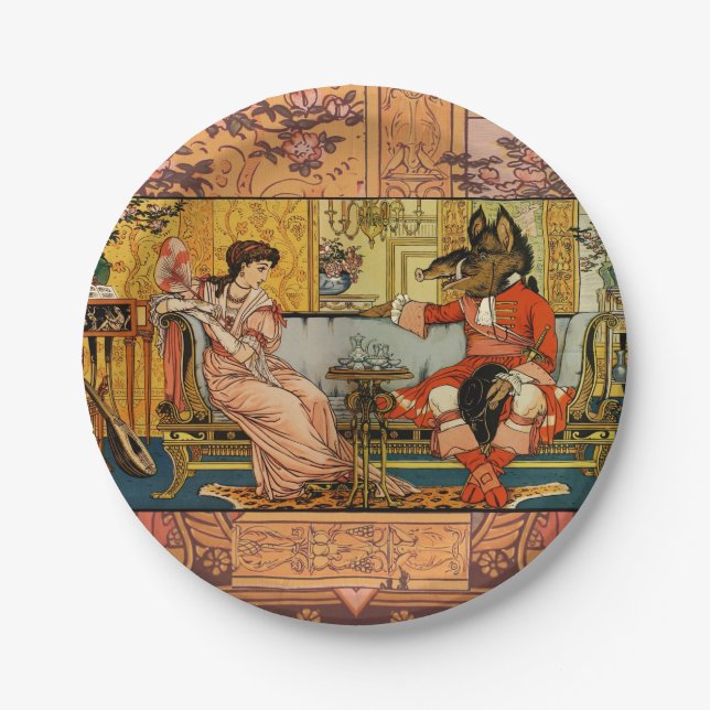 Assiettes En Carton Beauté Beast Classic Fairy Tale Caractères (Devant)