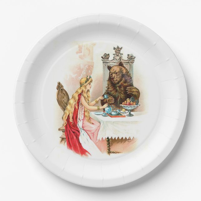Assiettes En Carton Beauté dans le rose et la bête (Devant)