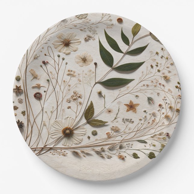 Assiettes En Carton Beauté de la Nature Fleurs Botaniques et Mariage a (Devant)