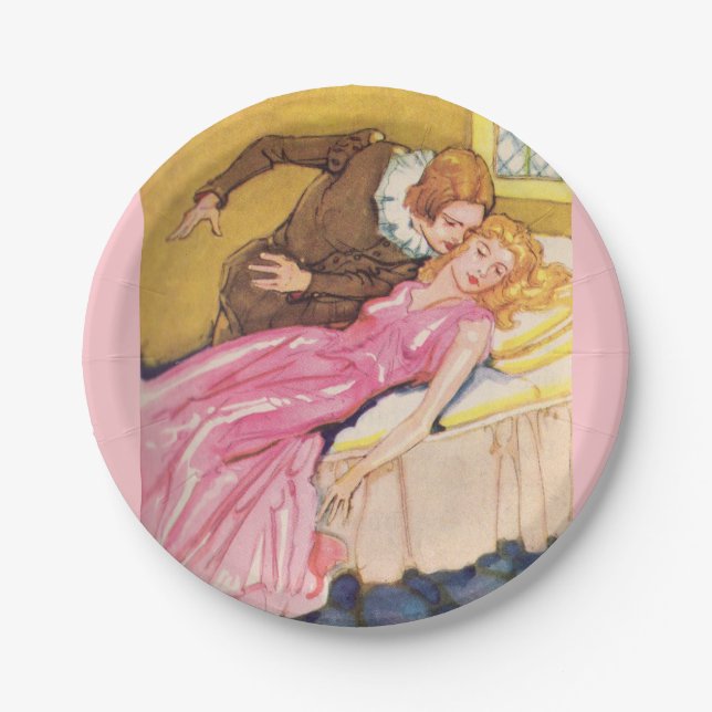Assiettes En Carton Beauté de sommeil de baiser de prince charme (Devant)