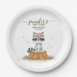 Assiettes En Carton Beautiful Raccoon Nature Baby Party