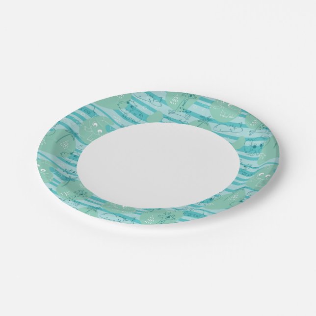 Assiettes En Carton Beaux animaux jouant avec de l'eau 1 (Angle)