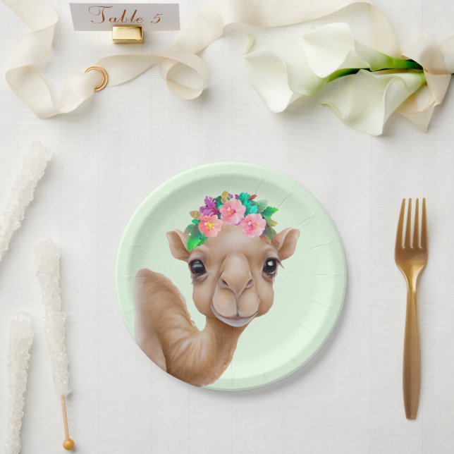 Assiettes En Carton Bébé adorable chameau (Mariage)