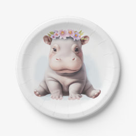 Assiettes En Carton Bébé adorable Hippopotamus