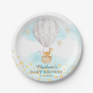 Assiettes En Carton Bébé Animaux Ballons à air chaud Baby shower 7" Pl