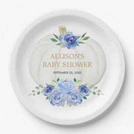 Assiettes En Carton Bébé bleu blanc fleuri vert citrouille blanc