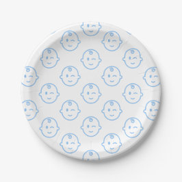 Assiettes En Carton Bébé Bleu mou Garçon Anniversaire Motif