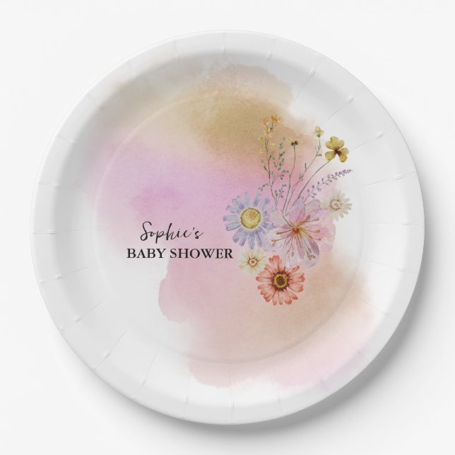 Assiettes En Carton Bébé Boho En Fleur (Devant)