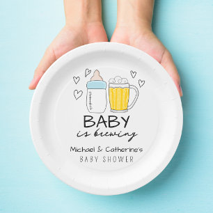 Assiettes En Carton Bébé Brûle Bouteille Bière Baby shower en verre