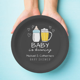 Assiettes En Carton Bébé Brûle Bouteille Bière Baby shower en verre