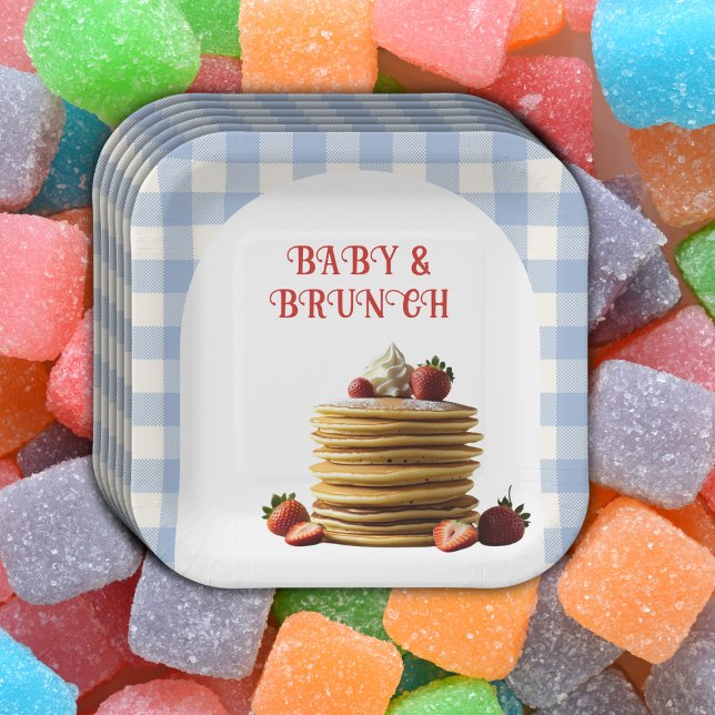 Assiettes En Carton Bébé & Brunch Baby shower de crêpes aux fraises bl (Créateur téléchargé)
