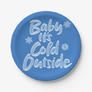 Assiettes En Carton Bébé c'est Noël congelé bleu glacial d'extéri