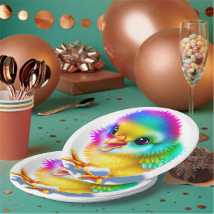 Assiettes En Carton Bébé coloré poulet