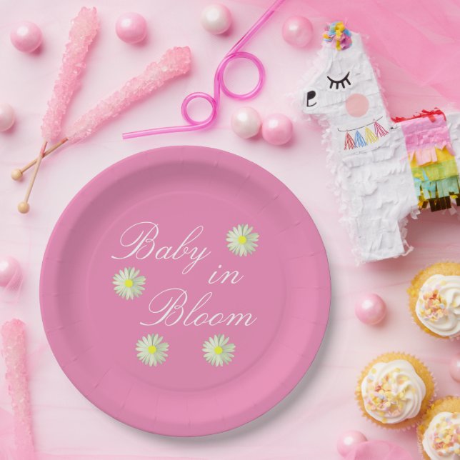 Assiettes En Carton Bébé dans le Baby shower en fleur (Fête)