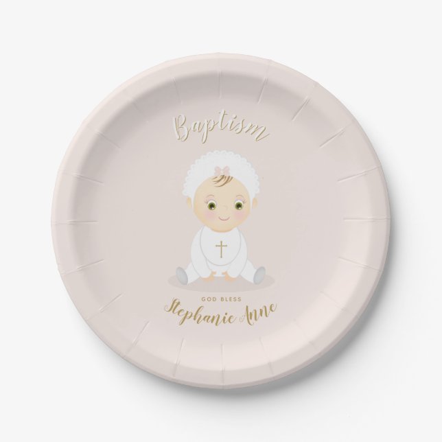 Assiettes En Carton Bébé de baptême avec le capot (Devant)