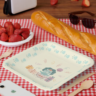 Assiettes En Carton Bébé Dino Plaque de papier d'anniversaire