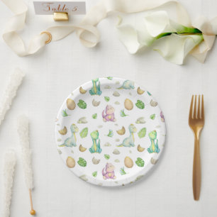 Assiettes En Carton Bébé dinosaure Shower