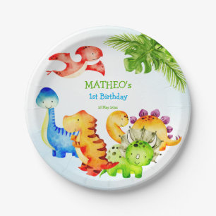 Assiettes En Carton Bébé dinosaures fête d'anniversaire enfant