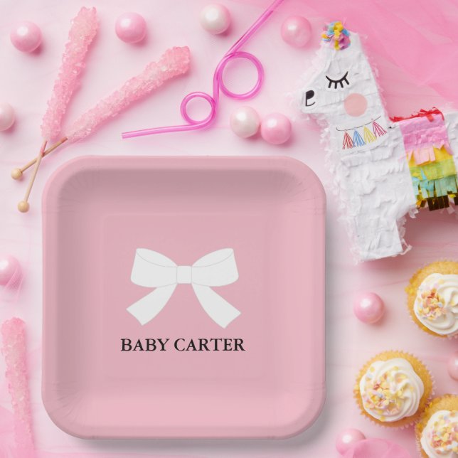 Assiettes En Carton BÉBÉ Douche rose Sprinké Plaques papier (Fête)