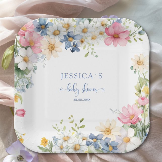Assiettes En Carton BÉBÉ EN BLOOM ! Baby shower (Wildflower, Baby Shower Paper Plates)