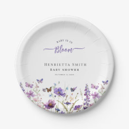 Assiettes En Carton Bébé en fleur baby shower d'aquarelle moderne