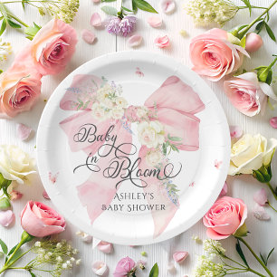 Assiettes En Carton Bébé En Fleur Bow Floral Élégant Baby shower