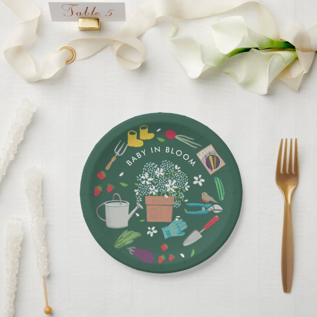 Assiettes En Carton Bébé En Fleur Jardin Cultivant Baby shower Familia (Mariage)