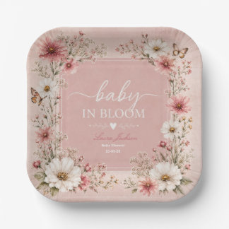Assiettes En Carton Bébé en fleurs Baby Shower Fleur des champs