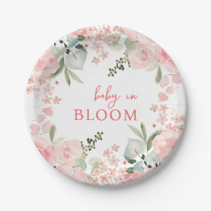 Assiettes En Carton Bébé en fleurs Baby shower floral