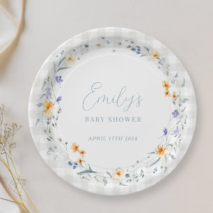 Assiettes En Carton Bébé en fleurs Baby Shower Floral Printemps Été