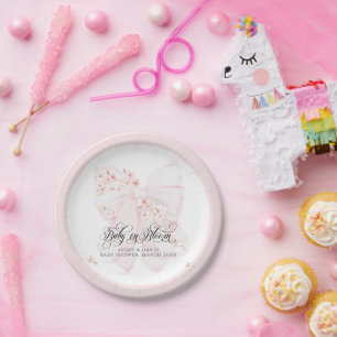 Assiettes En Carton Bébé en fleurs Bow fleuri Baby shower fille de pri