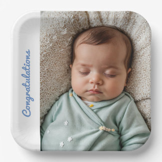 Assiettes En Carton bébé fête photo félicitations sip et voir