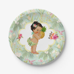 Assiettes En Carton Bébé Fille Tropical Luau Hawaïen Hibiscus