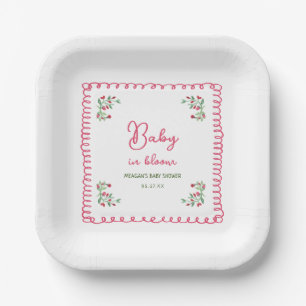 Assiettes En Carton Bébé Floral Dessiné À La Main Dans Le Baby shower 