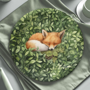 Assiettes En Carton Bébé Fox Baby shower Whimsical Aquarelle