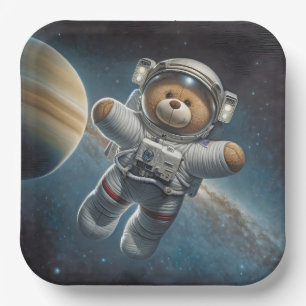 Assiettes En Carton Bébé Garçon Astronaut Teddy Bear