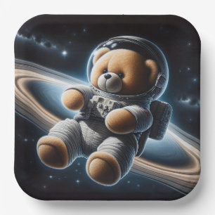 Assiettes En Carton Bébé Garçon Astronaut Teddy Bear