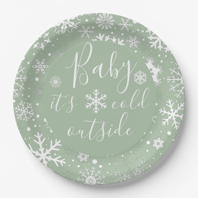 Assiettes En Carton Bébé Il fait froid Plaques de papier extérieur (Devant)
