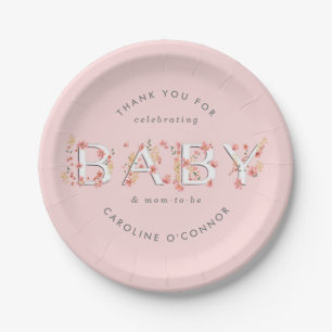 Assiettes En Carton BÉBÉ Jardin Floral Baby shower rose